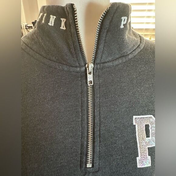 VS PINK Quarter Zip Sweatshirt w/ Sequins Size Small - Picture 7 of 8